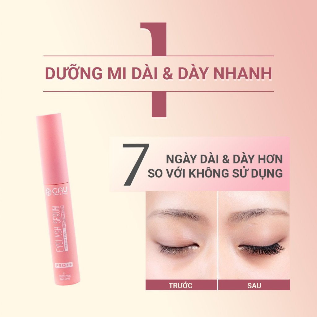 Tinh chất Dưỡng Kích Mọc Dày Dài Lông Mi Lông Mày Tự nhiên GAU Eyelash Serum 10ml Siêu hiệu quả