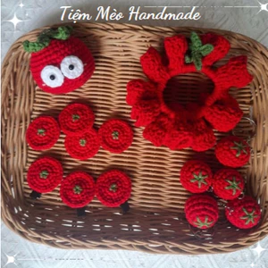 Cà Chua Len Handmade (Tomato) Kẹp tóc, Scrunchies, Móc Khóa, Ghim Cài