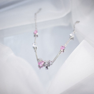 Lắc tay nơ bạc 925 Rosy Twilight, vòng tay xinh xắn, lấp lánh kèm hộp đựng và túi quà