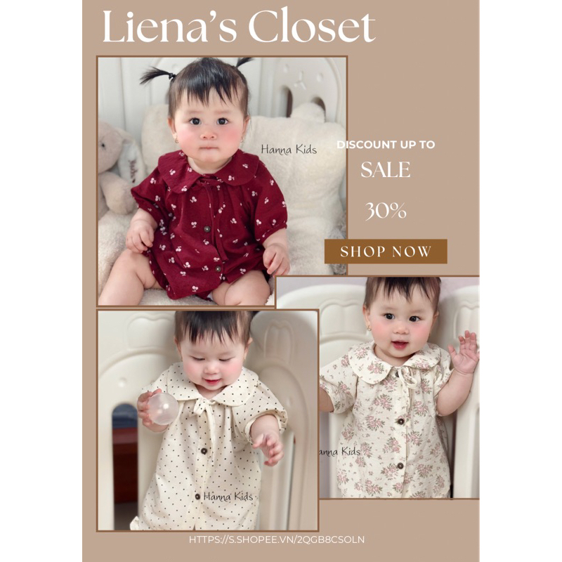 Bộ Cộc Tay Cổ Sen Buộc Nơ Vải Đũi Mềm Mịn Thoáng Mát Cho Bé Nhà Liena'S Closet