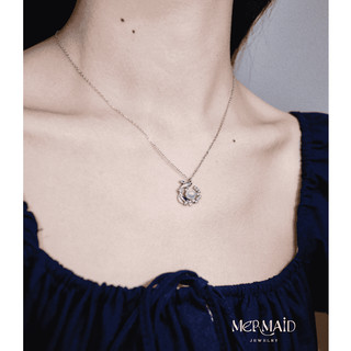 Vòng cổ bạc nữ Starlit Serene mặt cá voi mix ngọc lấp lánh, kèm hộp đựng sang trọng