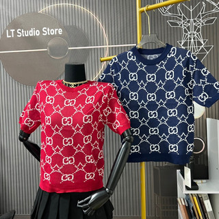 Áo len nữ dệt kim cộc tay hoạ tiết gc ngôi sao cổ tròn free size 918