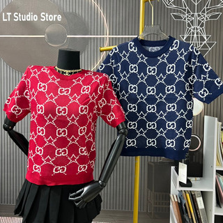 Áo len nữ dệt kim cộc tay hoạ tiết gc ngôi sao cổ tròn free size 918