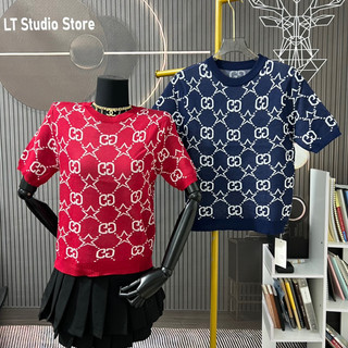 Áo len nữ dệt kim cộc tay hoạ tiết gc ngôi sao cổ tròn free size 918