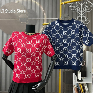 Áo len nữ dệt kim cộc tay hoạ tiết gc ngôi sao cổ tròn free size 918