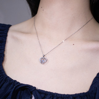 Dây chuyền bạc nữ mặt trái tim Elysian Hearts đính đá lấp lánh, kèm hộp đựng sang trọng