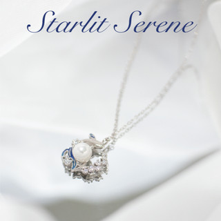 Vòng cổ bạc nữ Starlit Serene mặt cá voi mix ngọc lấp lánh, kèm hộp đựng sang trọng