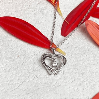 Dây chuyền bạc nữ mặt trái tim đan xen đính đá lấp lánh Hearts Entwined, kèm hộp và túi đựng sang trọng