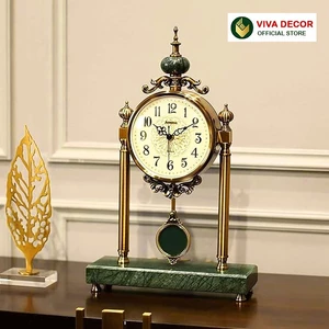 Đồng Hồ Để Bàn Quả Lắc Kim Trôi Cao Cấp Decor Trang Trí Tủ Kệ Đôn Mặt Bàn Làm Việc VIVA DECOR V6909