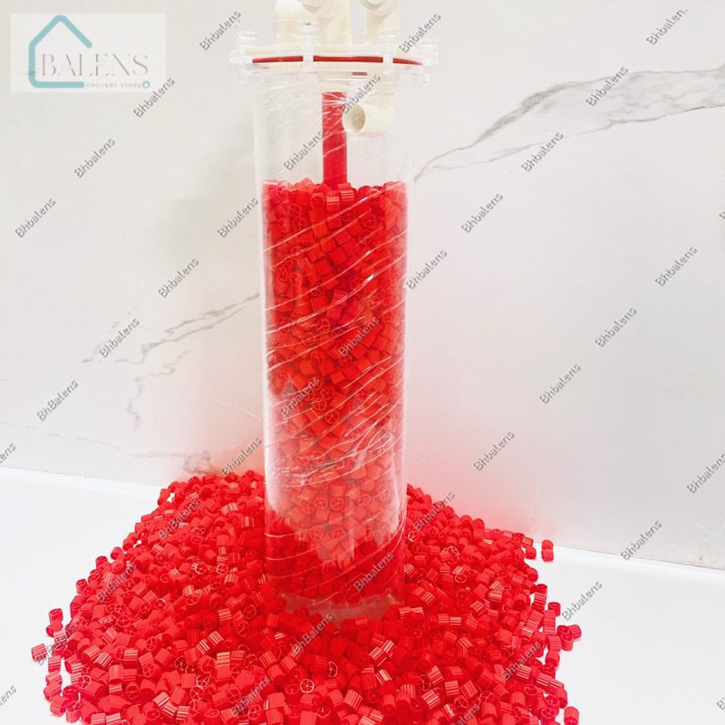 Hạt lọc Kaldnes K1 Màu Đỏ bản đặc biệt cao cấp ( Kanet đỏ ) Giành cho hồ cá bể cá cảnh