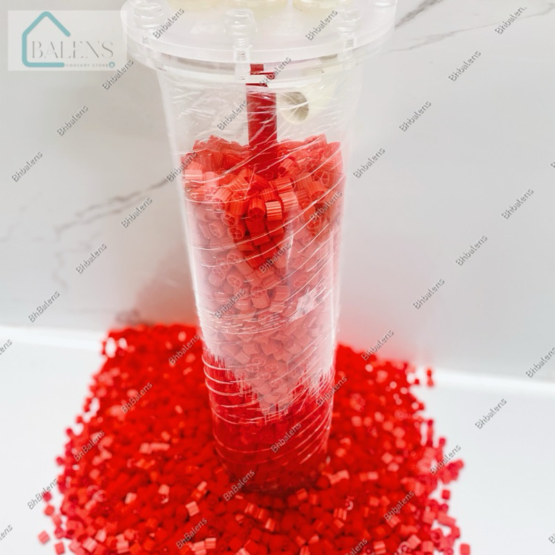Hạt lọc Kaldnes K1 Màu Đỏ bản đặc biệt cao cấp ( Kanet đỏ ) Giành cho hồ cá bể cá cảnh