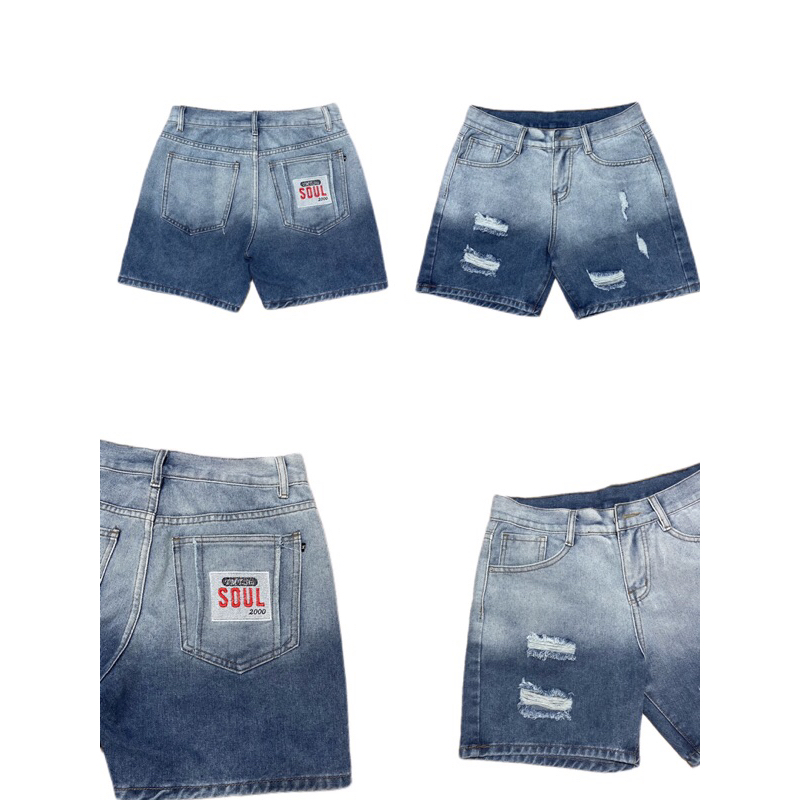 QUẦN SHORT WASH 2 MÀU, THÊU TÚI “SOUL” - FORM TMT.STU, MẶC TRÊN GỐi, KO CO GIÃN. | TMTD37