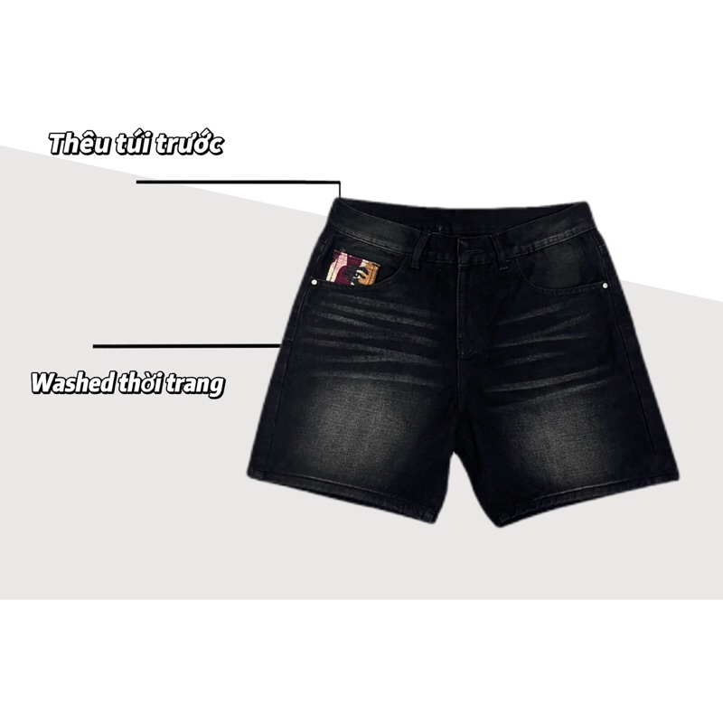 SHORT JEANS EMBROIDERED “Eye-shape” BACK POCKET - F. TMT.STU | TMTD33