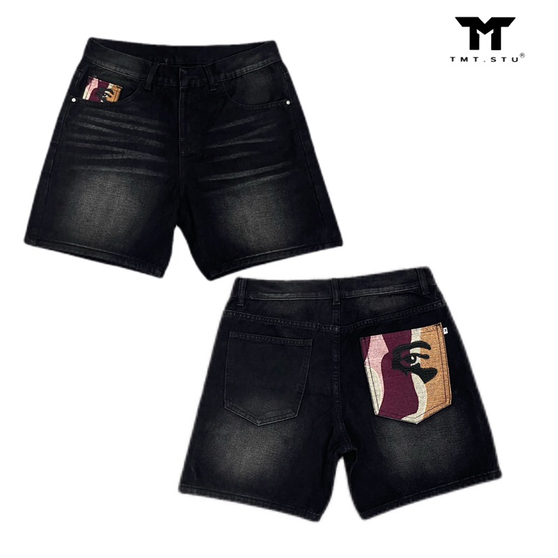 SHORT JEANS EMBROIDERED “Eye-shape” BACK POCKET - F. TMT.STU | TMTD33