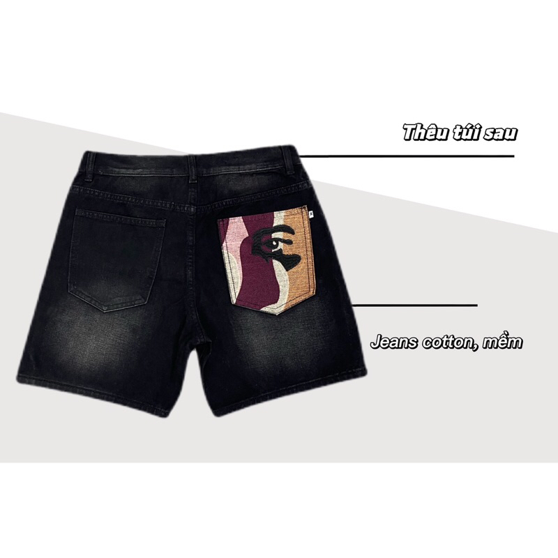 SHORT JEANS EMBROIDERED “Eye-shape” BACK POCKET - F. TMT.STU | TMTD33