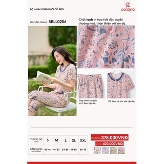 Đồ bộ nữ CARDINA chất lanh tre Nhật cao cấp quần lửng áo cổ phối bèo mềm mại quyến rũ 5BLL01