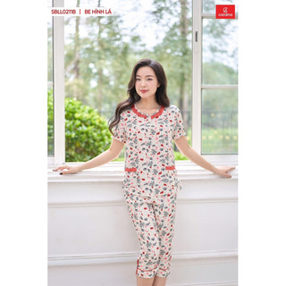 Đồ bộ nữ CARDINA chất lanh tre Nhật cao cấp quần lửng áo cổ phối bèo mềm mại quyến rũ 5BLL01