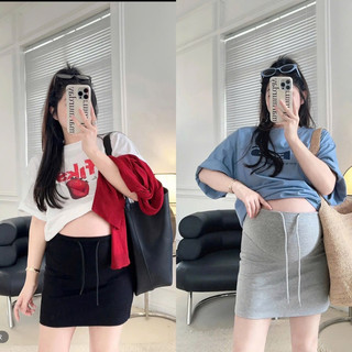 chân váy bầu chữ A dáng ngắn có dây rút thời trang cho mẹ bầu (CV A DÂY RÚT)