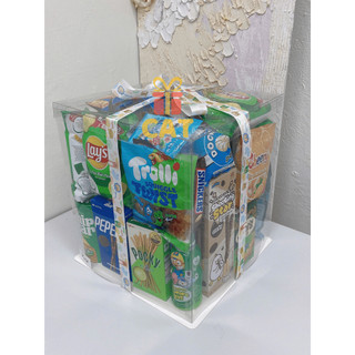 Box bánh kẹo làm quà tặng, hộp quà bánh kẹo độc đáo kèm đèn nháy, thiệp