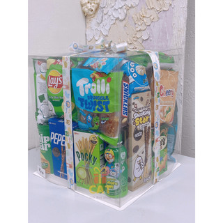 Box bánh kẹo làm quà tặng, hộp quà bánh kẹo độc đáo kèm đèn nháy, thiệp