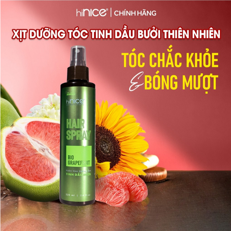 Ảnh Xịt Dưỡng Ẩm Bảo Vệ Tóc Tinh Dầu Vỏ Bưởi hiNICE Hair Spray Bio Grapefruit 1