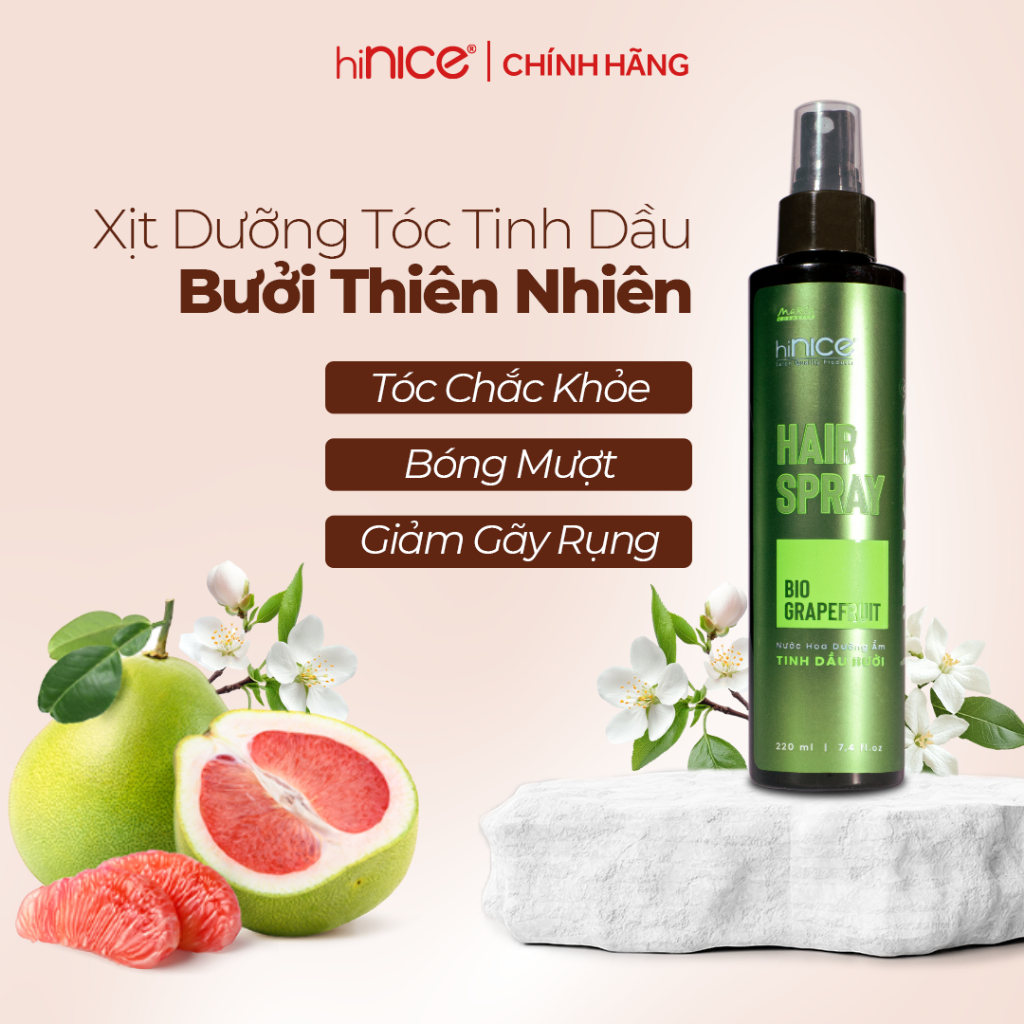 Ảnh Xịt Dưỡng Ẩm Bảo Vệ Tóc Tinh Dầu Vỏ Bưởi hiNICE Hair Spray Bio Grapefruit 3