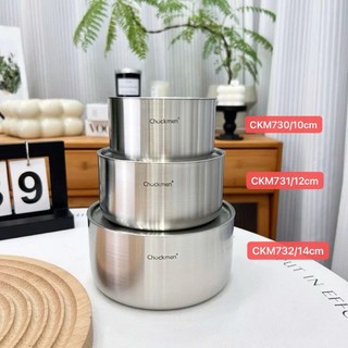 Âu Chockmen Có Năp 10cm 12cm 14cm Nấu Được Gas, Hồng Ngoại Inox Liền Đáy Cao Cấp