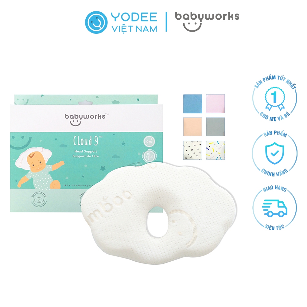 Ảnh Babyworks Gối chống bẹt đầu cho bé chất liệu cao su non mềm mại và đàn hồi 1