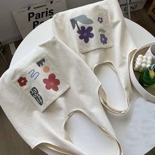 Túi tote túi vải canvas liền thân đeo vai thời trang có ngăn ngoài hoạ tiết đáng yêu đựng vừa a4 - tuic2001