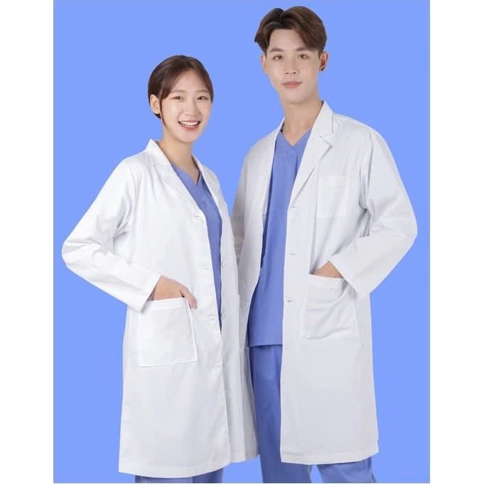 Áo blouse dài tay bác sĩ, chất vải lon Nhật, mềm nhẹ, thấm hút mồ hôi, đủ size cho nam/nữ