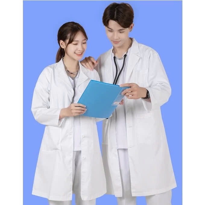 Áo blouse dài tay bác sĩ, chất vải lon Nhật, mềm nhẹ, thấm hút mồ hôi, đủ size cho nam/nữ