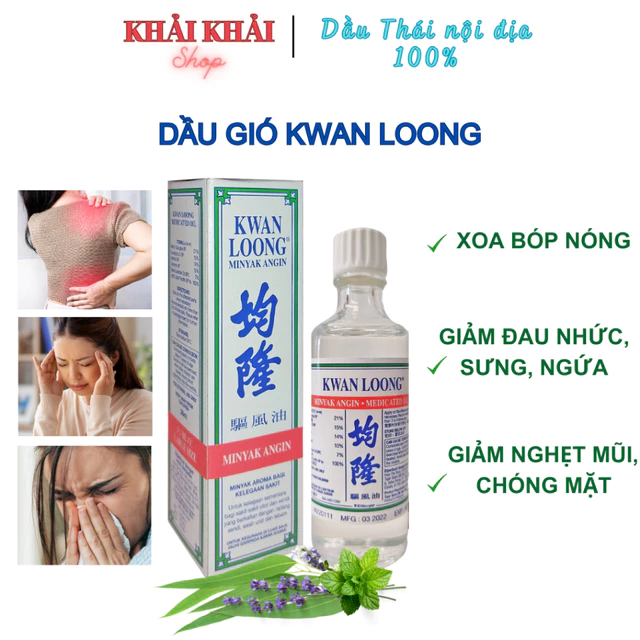 Dầu Nóng Kwan Loong Oil, Dầu gió trắng xoa bóp nóng Kwan Loong hàng nội địa Thái Lan
