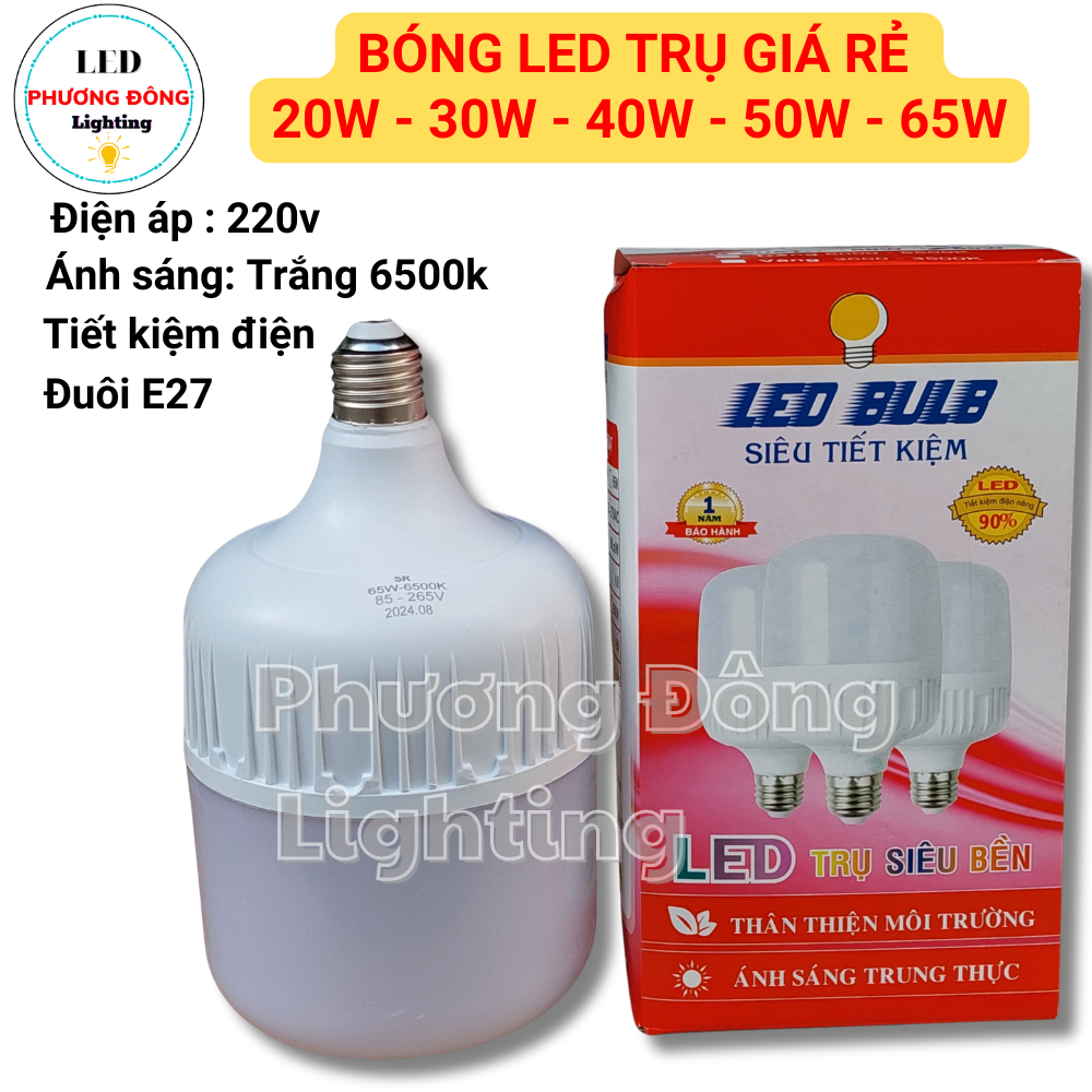Bóng đèn LED trụ 20w - 30w - 40w - 50w - 65w tiết kiệm điện giá rẻ
