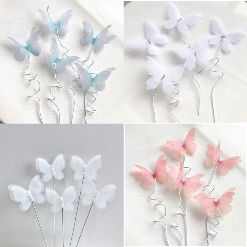RẺ VÔ ĐỊCH – Combo 2 Set 5 Bướm  Lụa Đẹp (Tổng 10 Bướm) – Trang trí bánh sinh nhật, bánh kem