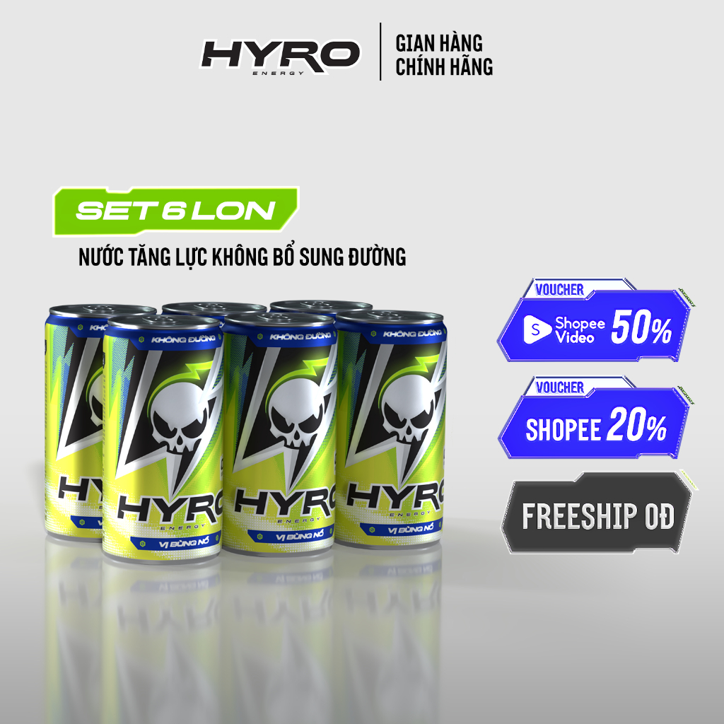 Ảnh 6 lon nước tăng lực Hyro không bổ sung đường 1