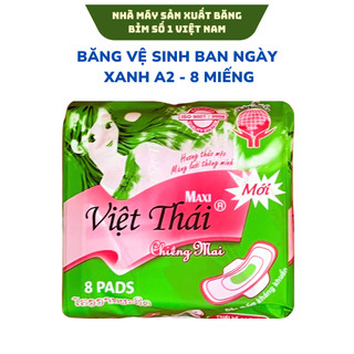 Combo 10 gói (80 miếng) Băng vệ sinh có cánh VIỆT THÁI A2, bvs giá rẻ bông tự nhiên thấm hút tốt an toàn cho da