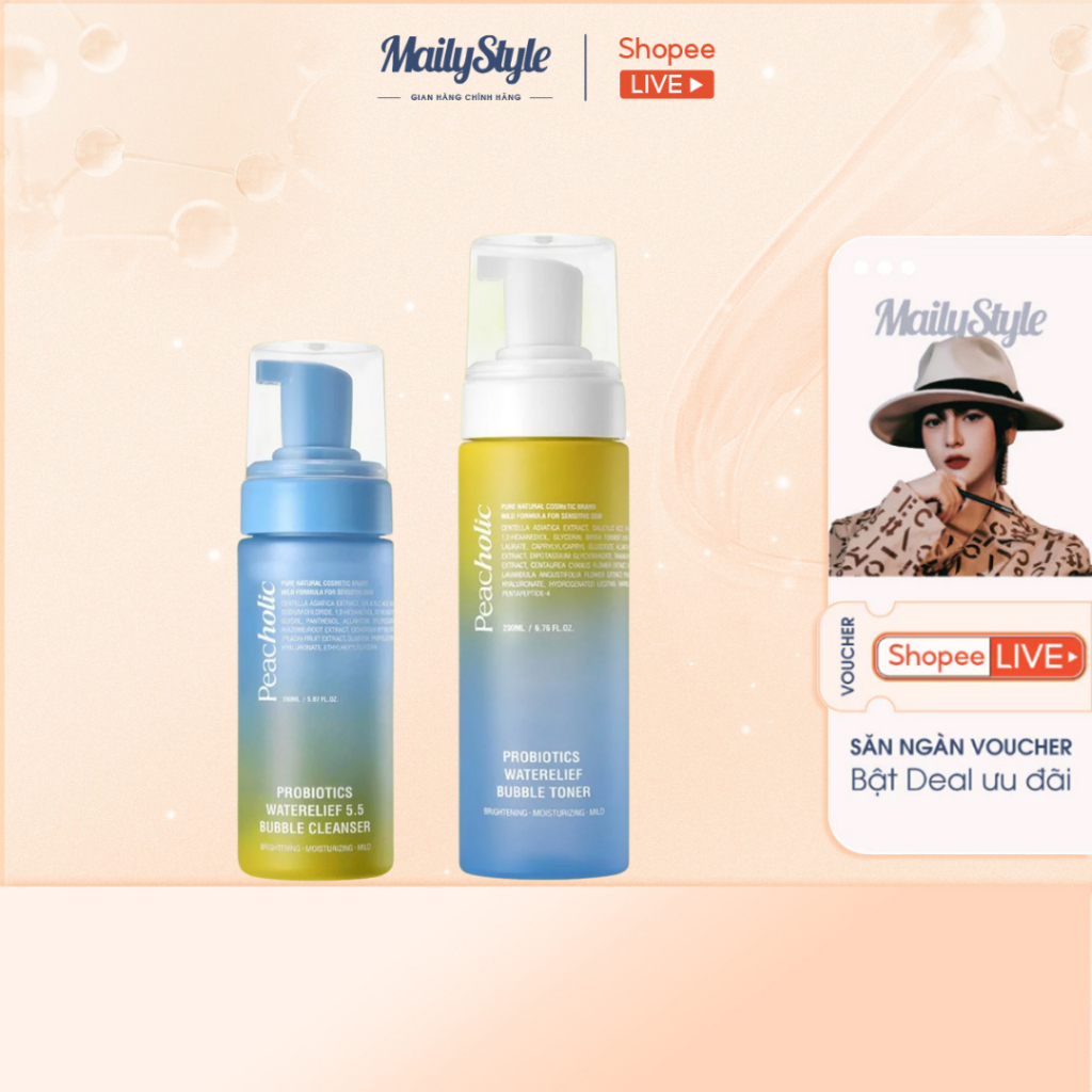 S82_ Combo sữa rửa mặt 150ml Peacholic ( M42) + Toner Peacholic 200ml Peacholic (m43)