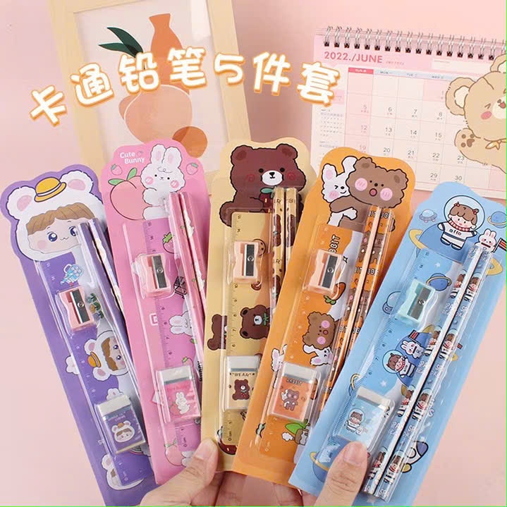 COMBO SET ĐỒ DÙNG HỌC TẬP MINI 5 CHI TIẾT - Học Tập Dễ Thương Dành Cho Học Sinh-Bộ 5 Dụng Cụ Học Tập Tiện Lợi