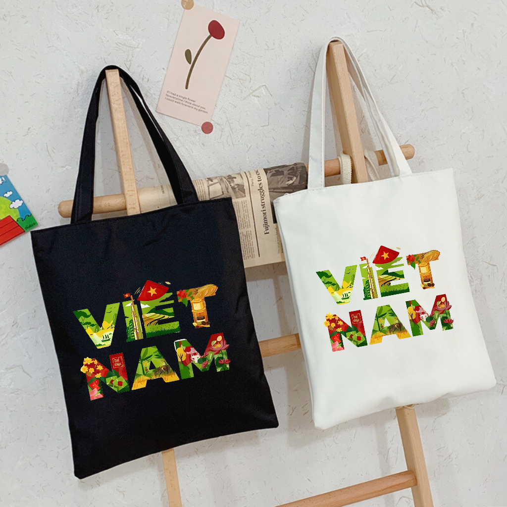 Túi Tote canvas Việt Nam Cờ Đỏ Sao Vàng túi vải đeo vai phong cách thời trang đựng đồ kích thước 35*40 cm tota089
