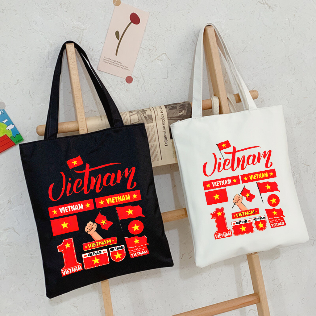 Túi Tote canvas Việt Nam Cờ Đỏ Sao Vàng túi vải đeo vai phong cách thời trang đựng đồ kích thước 35*40 cm tota089