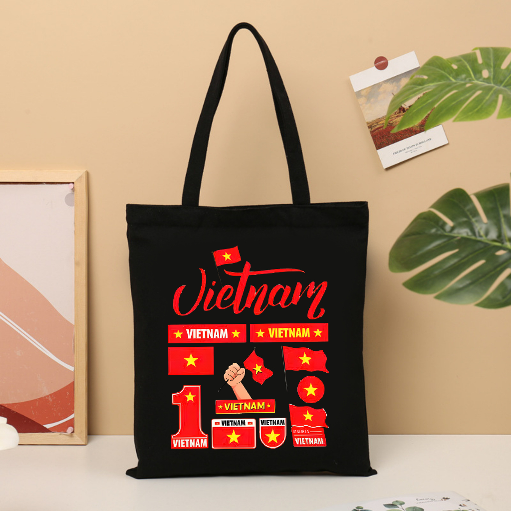 Túi Tote canvas Việt Nam Cờ Đỏ Sao Vàng túi vải đeo vai phong cách thời trang đựng đồ kích thước 35*40 cm tota089