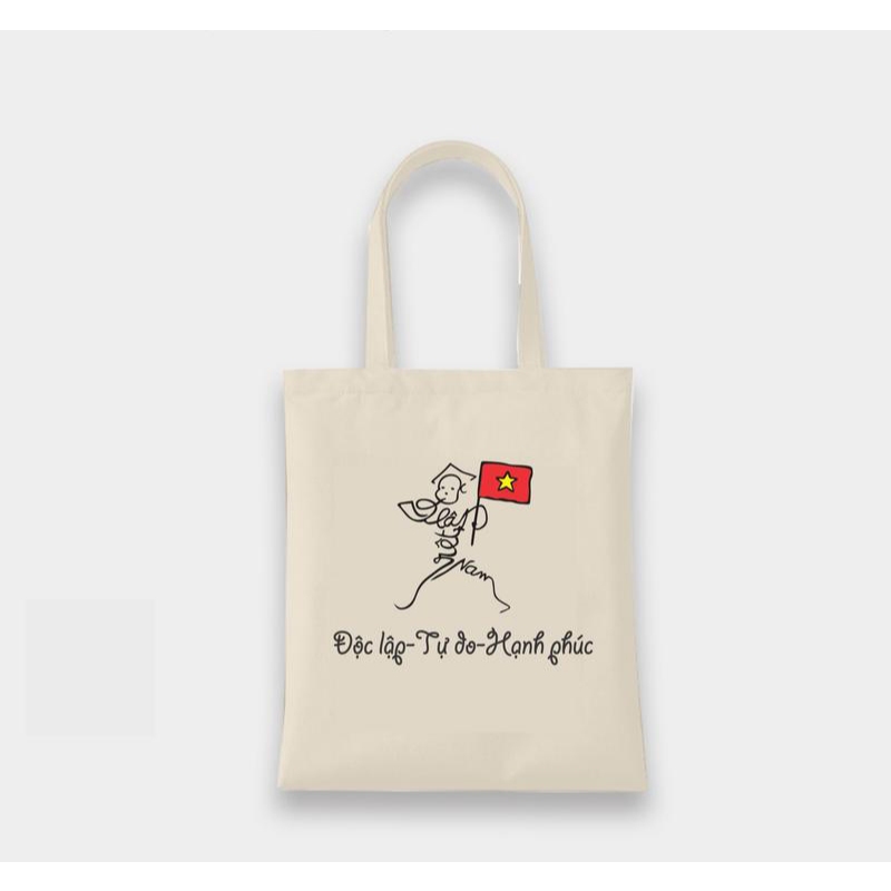 Túi Tote canvas Người Việt Nam ĐỘC LẬP TỰ DO HẠNH PHÚC túi vải đeo vai phong cách thời trang đựng đồ tota090 TOTA090