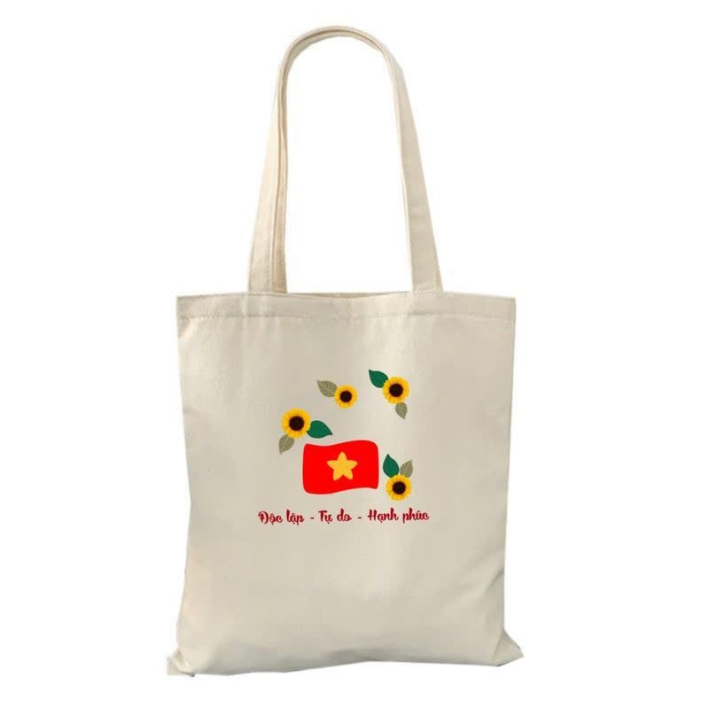 Túi Tote canvas Người Việt Nam ĐỘC LẬP TỰ DO HẠNH PHÚC túi vải đeo vai phong cách thời trang đựng đồ tota090 TOTA090