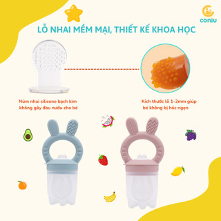 Túi Nhai Ăn Dặm, Núm Nhai Ăn Dặm Cho Bé Chống Hóc Coniu Gồm 3 Size Chất Liệu Silicone Mềm Mại( Hộp 01 Chiếc)