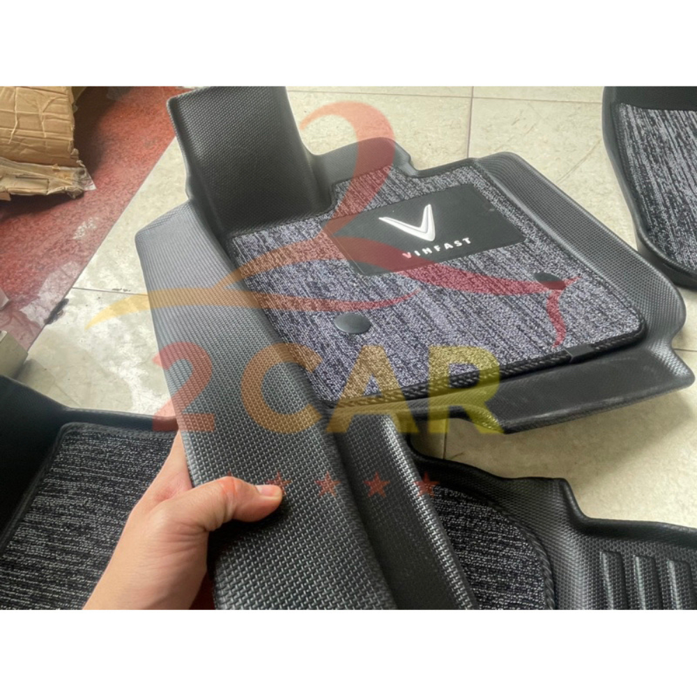 Thảm Lót Sàn NHỰA 5D kèm RỐI SẴN xe Vinfast VF7 - Hàng Nhựa đúc nguyên khối TRÀN VIỀN TPE