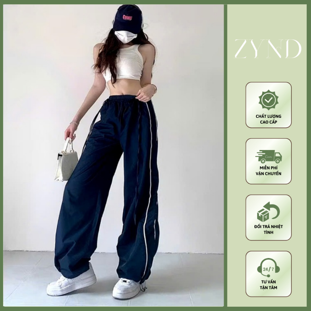 [DEAL MỞ BÁN] QUẦN KAKI ỐNG RỘNG ZYND - Quần kaki viền thể thao 2 đầu dây rút nam nữ-CĐ-M058
