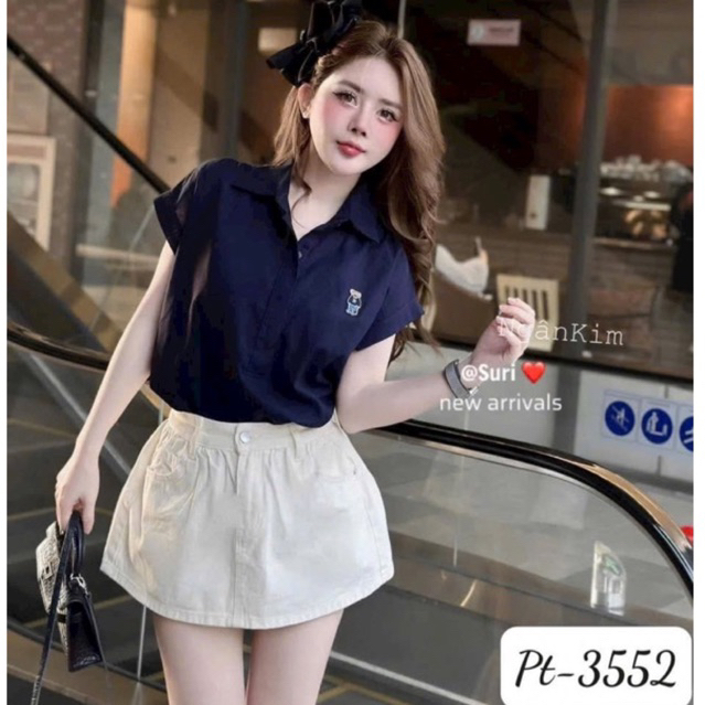 Áo Sơ Mi Nữ Tay Hến Thêu Gấu Chất Thô Mềm Dáng Rộng By.Thanhhuyen Clothing New 2025