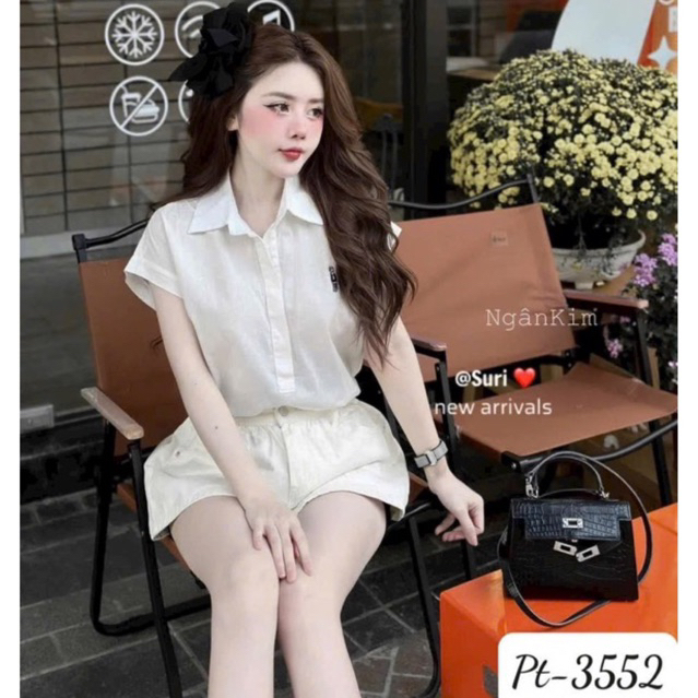 Áo Sơ Mi Nữ Tay Hến Thêu Gấu Chất Thô Mềm Dáng Rộng By.Thanhhuyen Clothing New 2025