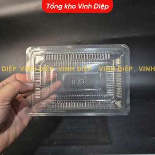 .Combo 100 hộp nhựa H23 hình chữ nhật dùng 1 lần đựng bánh, hoa quả, đồ ăn, hộp nhựa trong