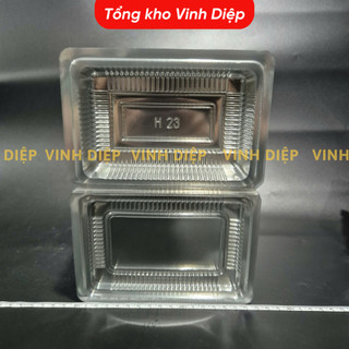 .Combo 100 hộp nhựa H23 hình chữ nhật dùng 1 lần đựng bánh, hoa quả, đồ ăn, hộp nhựa trong